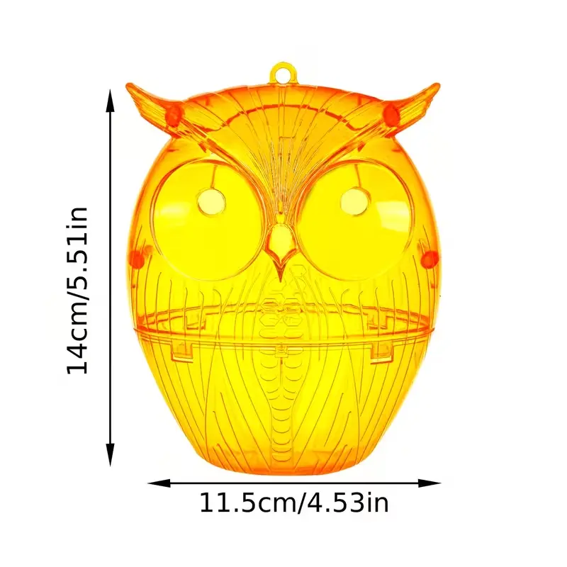 2-Pack Solar Wasp Traps — Owl-Shaped Outdoor Hanging Bee Catchers | Non-Toxic & Reusable | Targets Wasps, Hornets, and Yellowjackets | Set of 2 — Orange | Ideal for Gardens & Patios