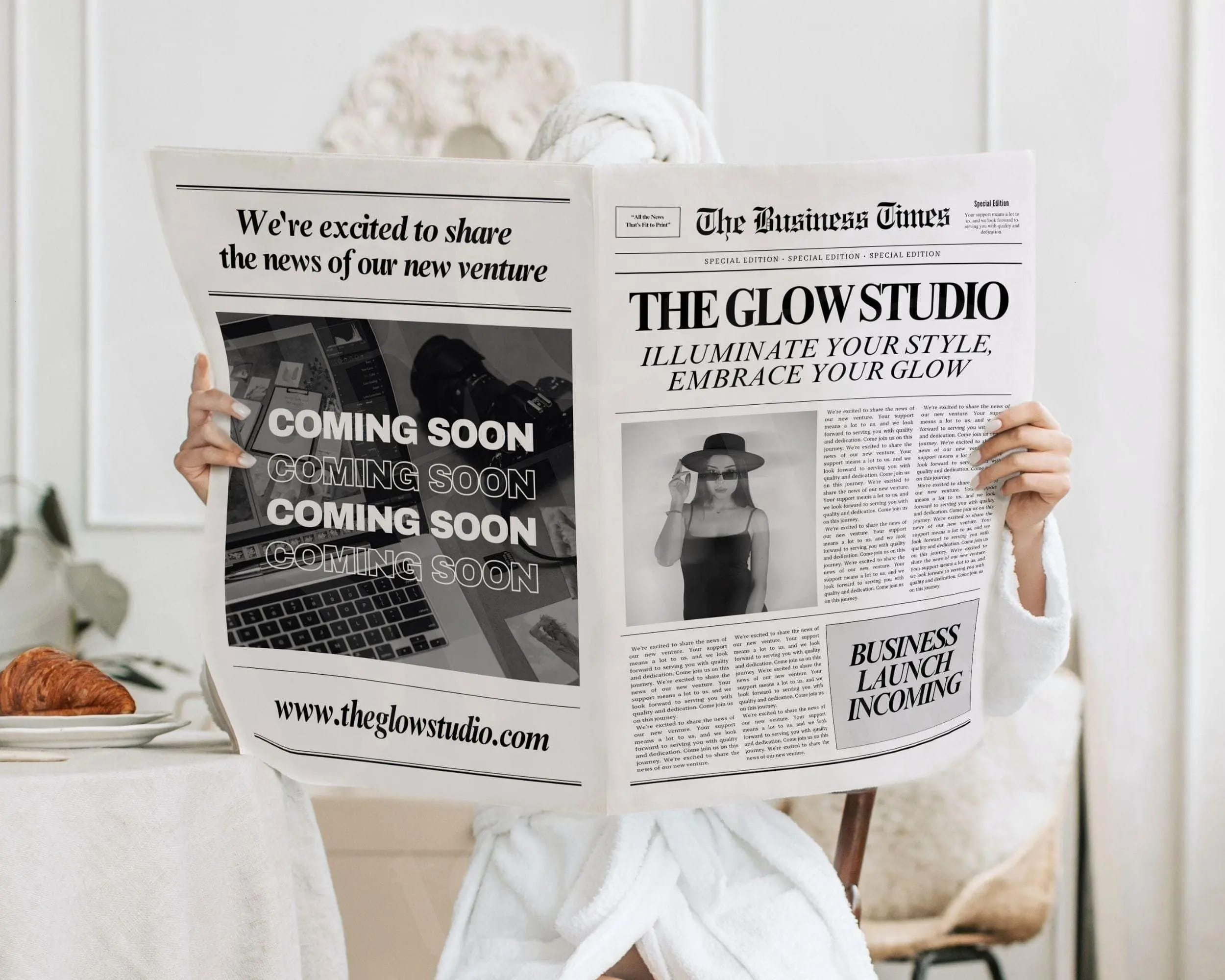 Canva Business Newspaper Template, Editable Large Newspaper Announcement, Custom Newspaper For Branding Photoshoot, Instant Download, 188