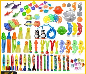 Diving Pool Toys for Kids - Underwater Swimming Training Toys Set with Torpedoes, Rings, Sea Animals & Gems, Summer Water Party Games