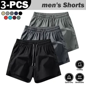 Men's Solid Color Quick Dry Short Length (3-4” Inseam) Athletic Shorts, Lightweight Breathable Running Gym Workout Shorts with Pockets, Minimalist Sports Bottoms for Summer Training & Fitness