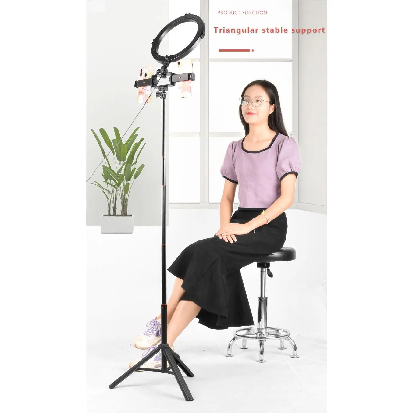 Compatible with Apple, Bluetooth Tripod Mobile Phone Holder Live Selfie