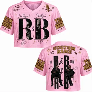 R&B Concert Crop Football Jersey, Brown & U Raymon Fan Merch, Custom Crop Jersey, Streetwear Festival Outfit, Music Lover Gift