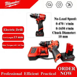Milwaukee M18 10mm Keyless Chuck Brushless Cordless Electric Drill - 0-470/0-1650RPM Variable Speed, 60Nm Max Torque, Tool Only or Kit with 1 Battery & Charger for Drilling and Screwdriving