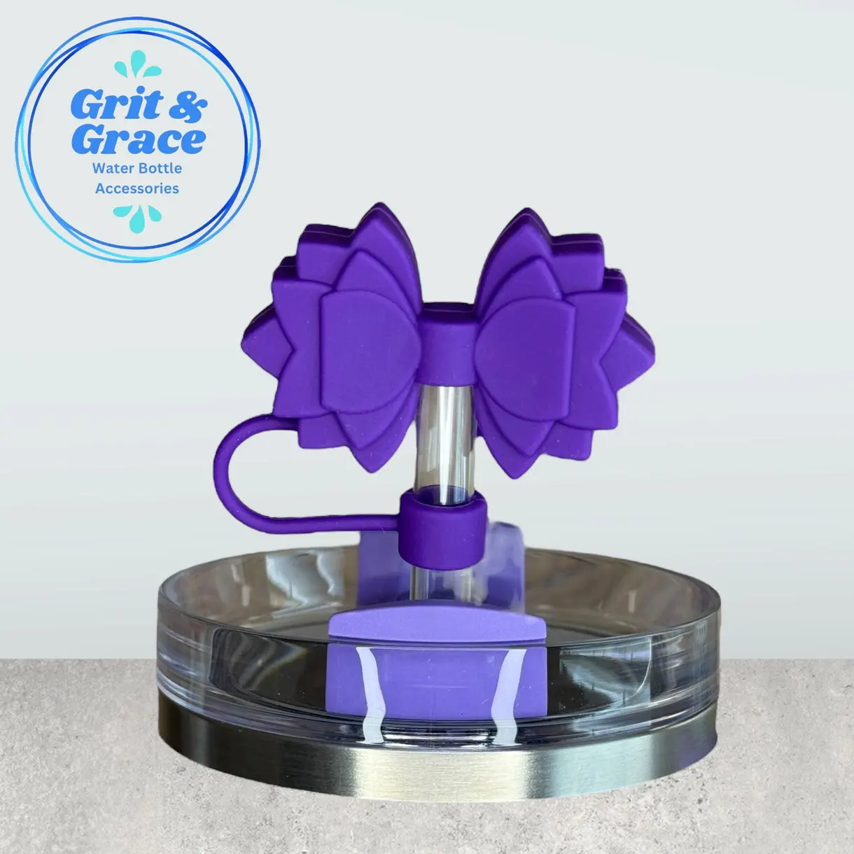 Deep Purple Halloween Straw Topper | Cute Silicone Tumbler Straw Topper for 10mm Straws - Gracie Bow Straw Topper