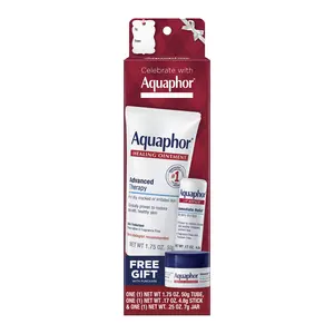 Aquaphor Healing Ointment Advanced Therapy 1.75 oz + FREE Lip Repair Stick & Mini Jar — dermatologist-recommended hydration to heal dry, cracked skin from head to toe.