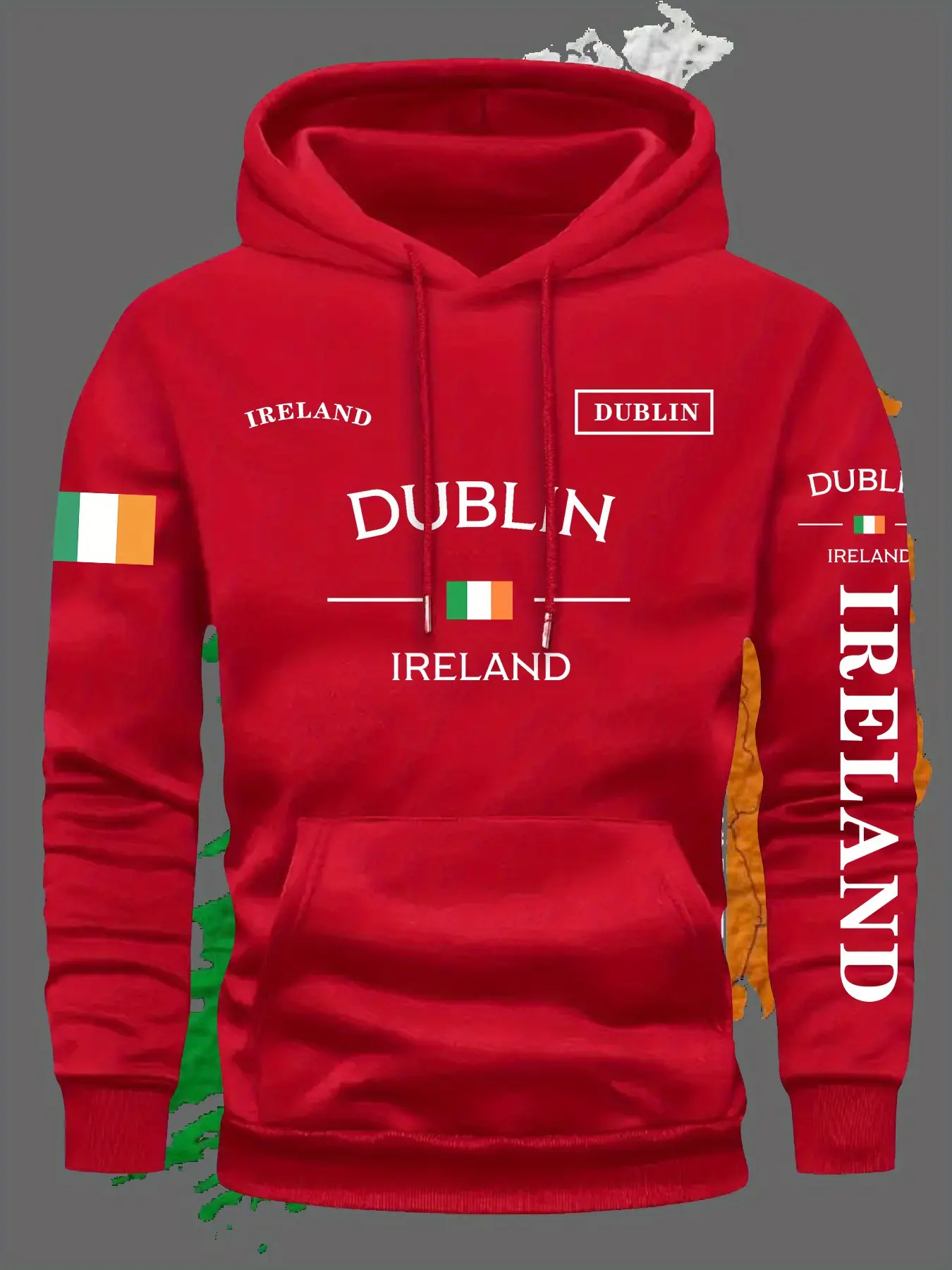 Men's Ireland Flag Hoodie, Sweatshirts, Dublin Irish Text Pullover, Royal Blue Design, St Patrick's Day Casual Winter Jacket