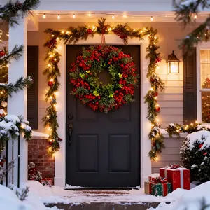 Luxury Christmas Wreath - Large Elegant Door Decoration Wreath, Festival Featured Recommendation, Durable Plastic Artificial Wreath, Suitable for Indoor/Outdoor Holiday Decorations