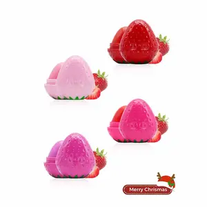 4-Piece Strawberry Lip Balm Set, Deeply Moisturizing, Long-Lasting, Suitable for All Skin Types, Ideal for Dry Lips, Daily Care, Christmas Gift, Hydrating Lip Set, Lip Balm Bulk
