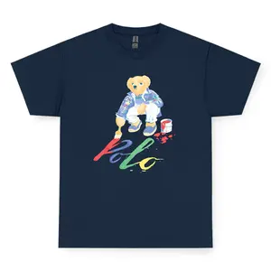 Vintage Paint Bear T-Shirt, Artsy Teddy Bear Graphic Tee Retro Streetwear Casual Outfit Unisex Aesthetic Top