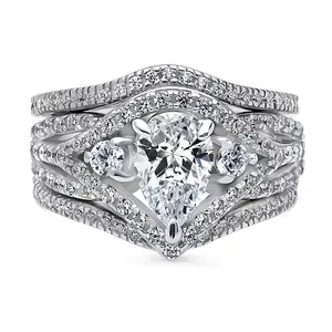 Wishbone Woven 3-Stone 1.3ct CZ Ring Set in Sterling Silver