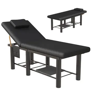 Massage Bed Stationary Massage Table 6 Leg Spa Bed with 30° Adjustable Backrest Heavy Duty Physical Therapy Table Lash Bed 600 Lbs Capacity for Beauty Treatment Tattoo