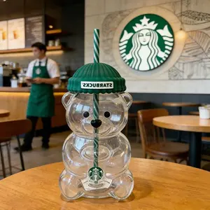 Starbucks 2026 Glass Bearista Cup Limited Edition Bear gift new,1/2Pcs,503ml,New Year's Gift,Coffee Cup juice Cup milk Cup  collection
