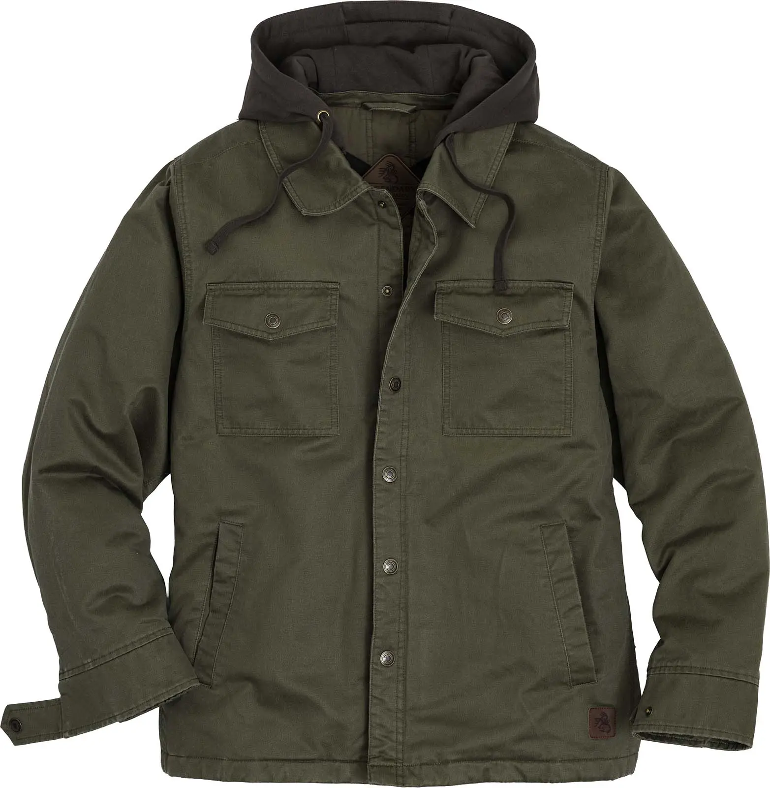 Men's Concealed Carry Water Repellent Waxed Cotton Insulated Hooded Snap Jacket Men's Concealed Carry Water Repellent Waxed Cotton Insulated Hooded Snap Jacket