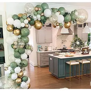 DIY Sage Green and White balloon Garland Arch Kit for  Shower Bridal Shower Wedding Birthday Hen Party Christmas Decoration (Sage Green)