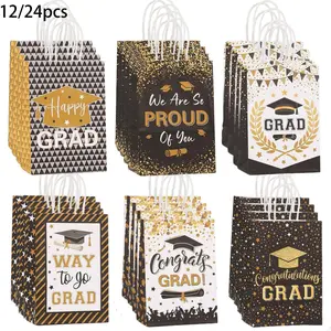 12/24Pack Graduation Gift Bags 2026 Graduation Congrats Bags for College High School Grad Party Supplies