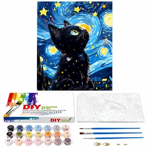Ginkko Paint by Numbers Kit for Adults – Cat Canvas, Acrylic Painting Set, 40×50cm, Frameless
