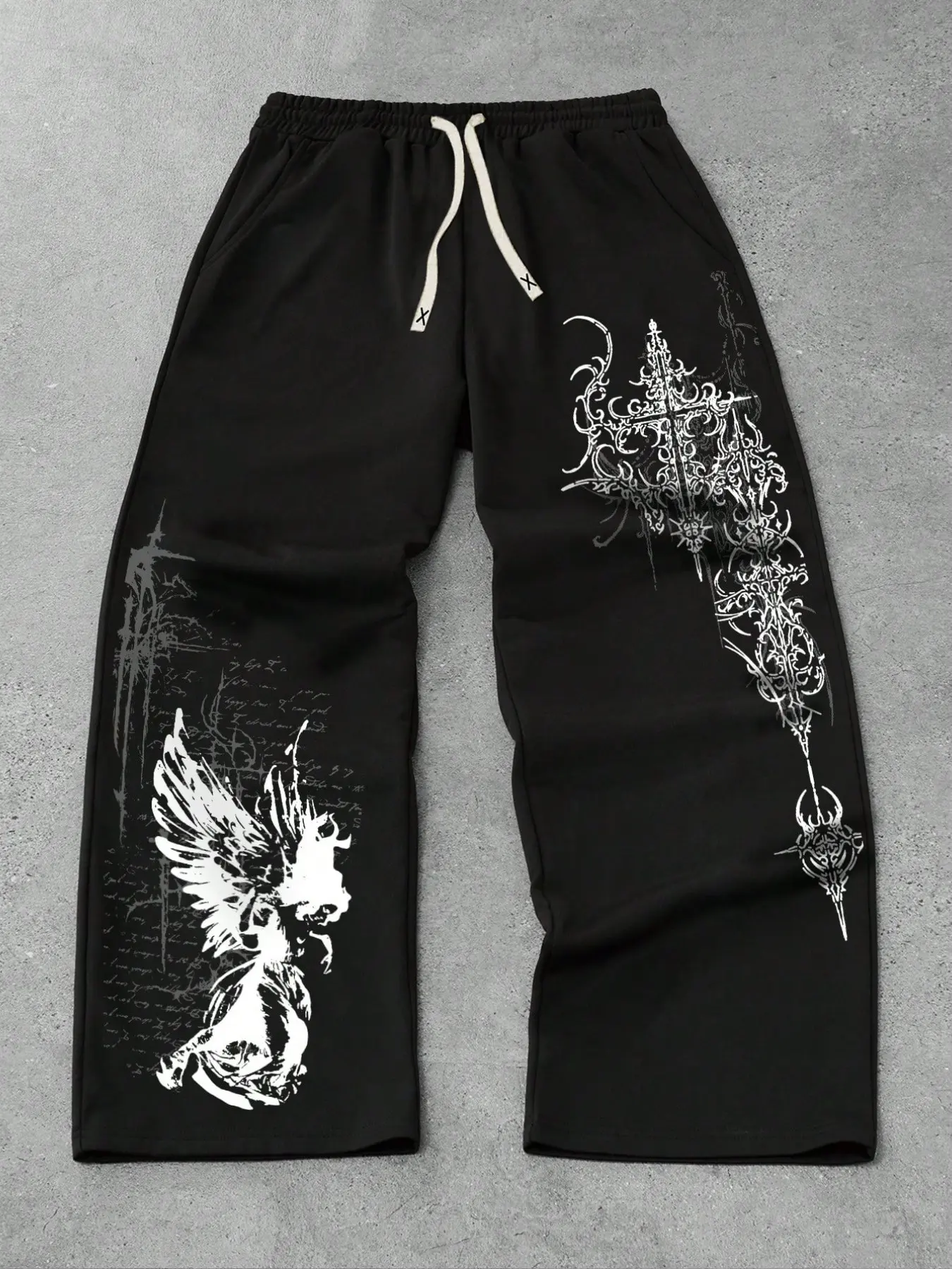 Street Life Baroque patterned men's casual wide leg pants, unisex black line printed casual sweatpants, spring and autumn sports pants, Casual Sport Trousers, Athleisure Style Pants, Athleisure Style Bottoms
