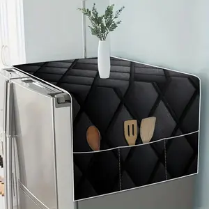 1 piece of four-season universal refrigerator cover with rhombus digital printing pattern. The cover with storage function is suitable for refrigerators to solve storage problems. It is suitable for washing machines and ovens.