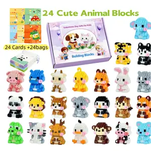 24 Pcs Cute Animal Mini Building Blocks Adorable DIY Brick Toys with Fluffy Details Desk Decor Collectibles for Beginners Stress Relief f1 steering wheel Cards Valentine's   brick,fun gifts,  brick sets, bricks and minifigs STEM Lights kids creative high