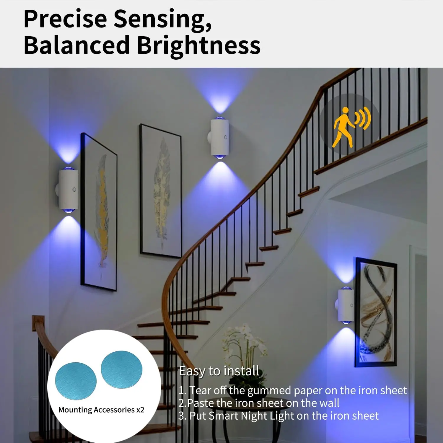 Smart Rechargeable LED Night Light with Motion Sensor – RGB Gradient Ambient Lighting, Dimmable Wall Lamp, Magnetic & Stick-On Design, USB Convenient Charging, Long-Lasting Battery, Perfect for Halloween Decor, Stairs, Bedroom, Entryway & Hallway