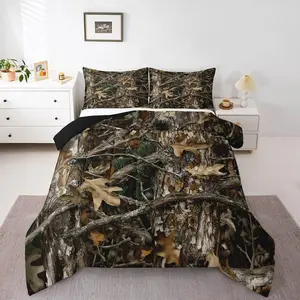 Feelyou Microfiber Polyester Decorative Bedding Set - Rustic Farmhouse Camo Duvet Set with U-Stitching, Multi-Size for Adults, RV-Friendly, Travel-Ready, Ideal for Hunting Lodge & Country Cabin Use