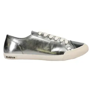 SeaVees Womens Army Issue Metallic Lace Up Sneakers Shoes Casual - Silver