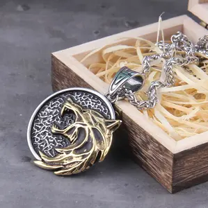 NORSET Wolf Pendant Stainless Steel Necklaces, Fashion Jewelry, Chain Pendants