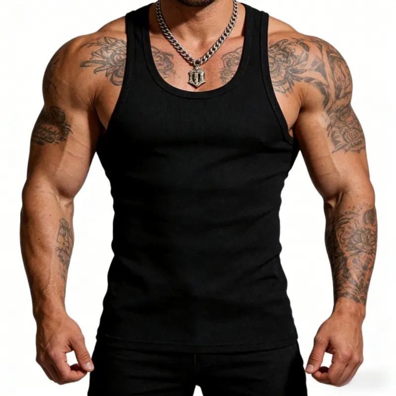 Men's  Tank Top - Comfortable & Stylish Sleeveless Top for Everyday Wear Black Casual