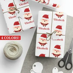 Santa Personalized Christmas Wrapping Paper, Personalized Gift, Custom Wrapping Paper, Cute Santa Wrapping Paper