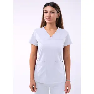 Sweetheart V-neck Scrub Top by Adar XXS-3XL / White