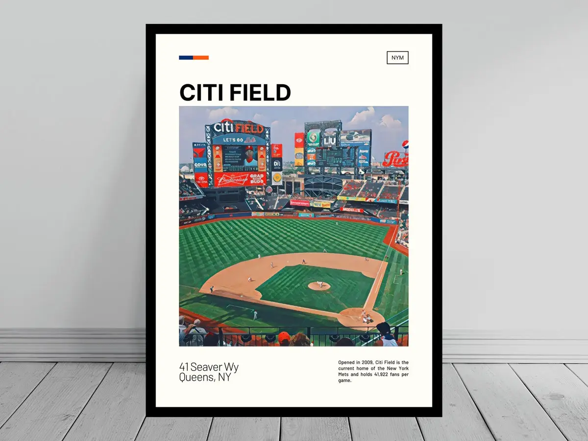 Citi Field Print,  Mets Poster, Ballpark Art , Stadium Poster , Digital Oil Painting, Travel Art Print