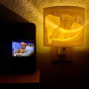Custom Photo Nightlight - Features Dog on Display, Warm Yellow Light, Wall-Mounted Design