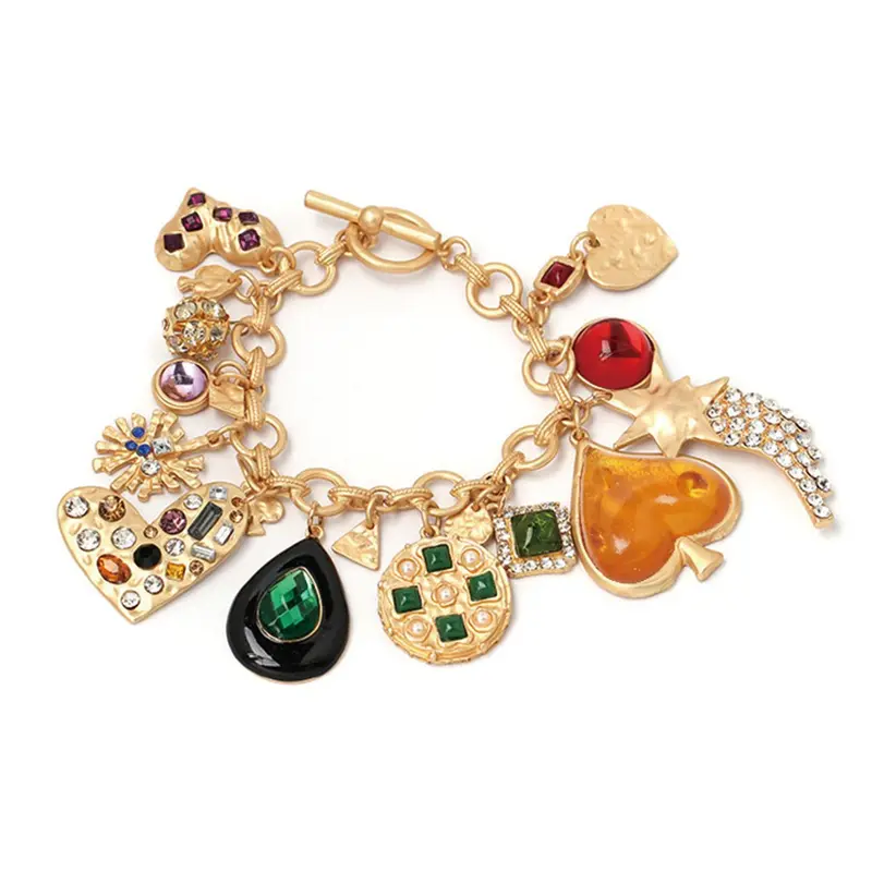 Fashion Heart & Water Drop Design Rhinestone Decor Bracelet, Charm Bracelet for Women & Girls, All-match Exquisite Jewelry for Birthday Gift, Rhinestone Decor Bangles, Bracelets Jewelry