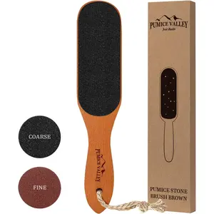 Wooden Pedicure Foot Scrubber with Handle for Callus Dry and Dead Skin Removal, Heel Scraper for Feet Hands Body for Use in Shower
