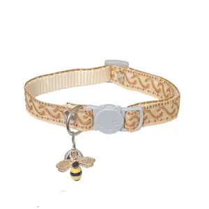 Embroidered Pet Collar with Safety Buckle, Cute Pendant and Bell, Adjustable Escape-Proof Design, Fits Cats and Small Puppies