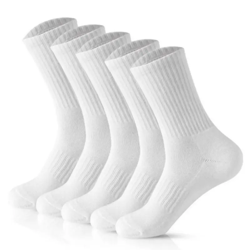 【Black Friday】Men’s 5-Pair Solid-Color Knitted Crew Socks, Comfortable Casual Style for Everyday and Outdoor Wear, All-Season Use