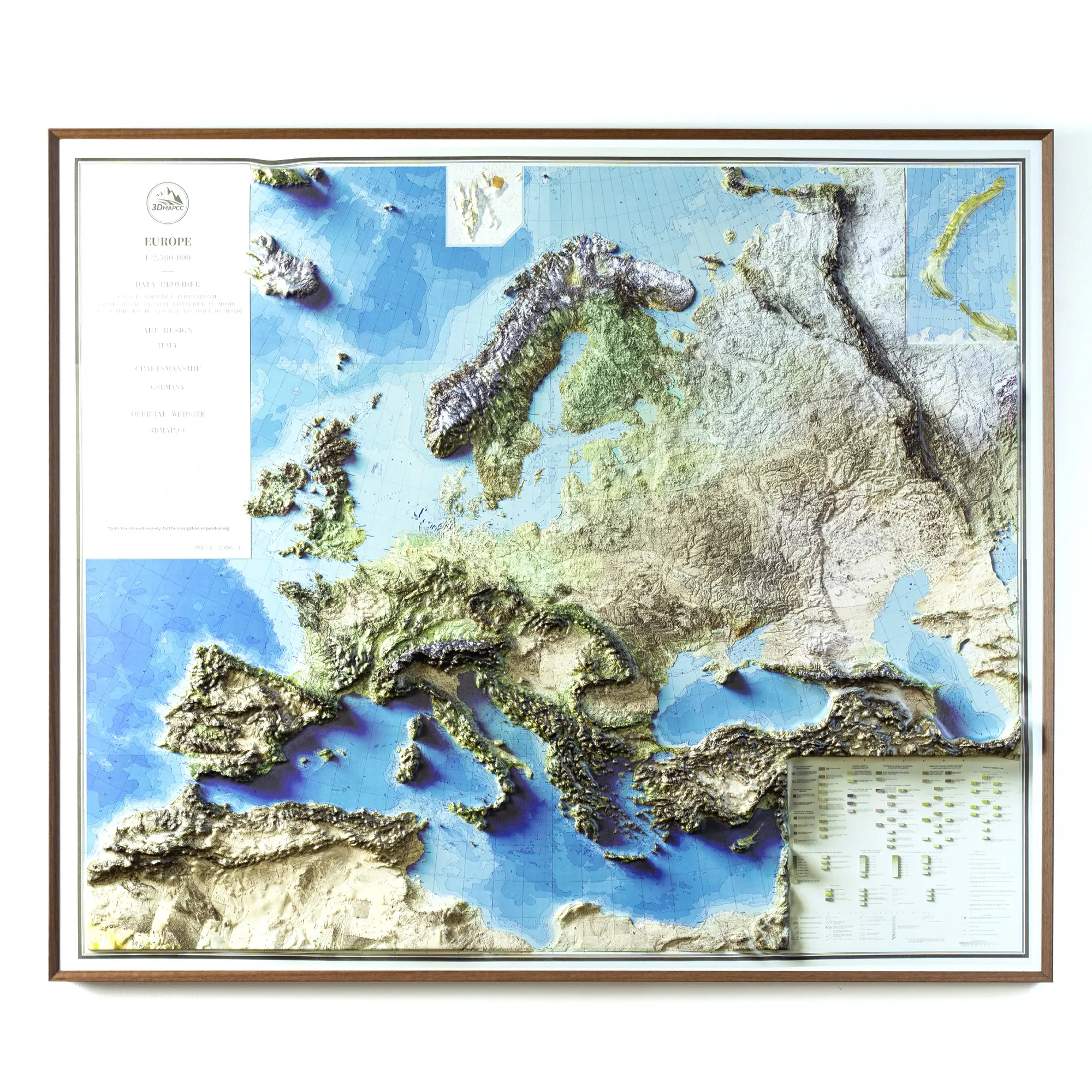 3D Europe Topographic 3dmap, Home Decor Wall Art Poster Print for Home Supplies