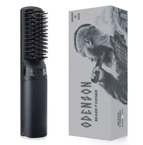 Odenson Beard Forger - Beard Straightener - Cordless Heated Beard Brush - Straighten Your Beard - Hot Beard Comb for Men - Electric Flat Iron for Facial Hair