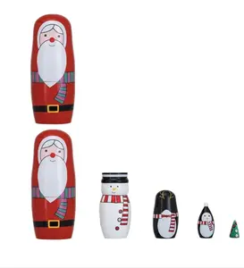 Wooden Holiday Nesting Dolls