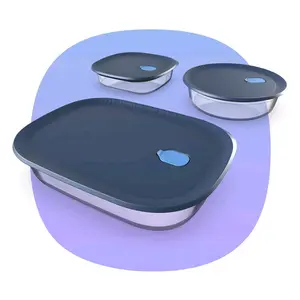 Tupperware Voila Glass Bakeware Set of 3 | Square, Round & XL Rectangular