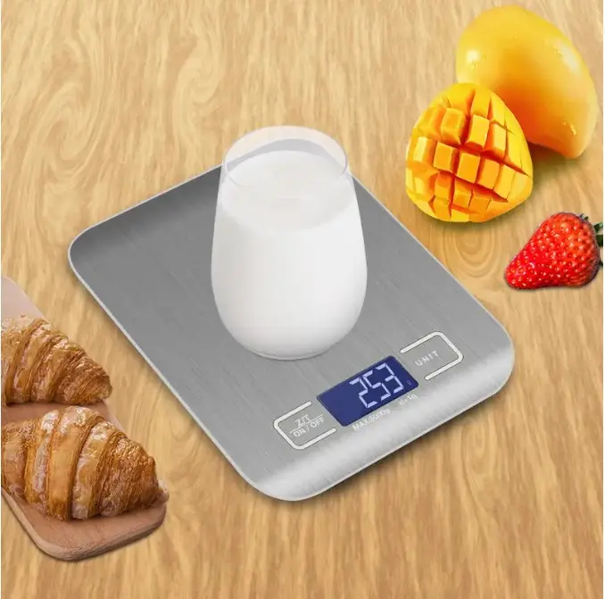 Kitchen Scale, 5kg/11lb Stainless Steel Digital Scale, Food Scale, Waterproof Gram Scale, Kitchen electronic sacle, AAA batttery included
