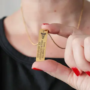 Medical ID vertical necklace for men & women