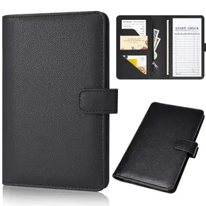 Server Book for Waitress - Leather Waiter Book Server Wallet with Zipper Pocket, Cute Serving Book&Server Note Pads Holder with  Closure, Black