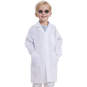 L-AD032  Doctor Scientist Lab Coat for Kids Children Doctor Costume Dress Up Coat for Boys Girls Halloween Costume Role Play