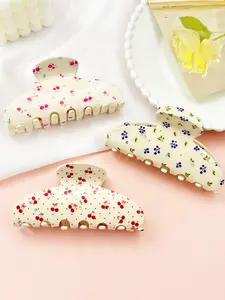 1pc ladies' sweet hair claws, Hair Clip, cute cherry pattern, diamond embellished hair accessories, high-end hair accessories, sweet campus, New Year gifts, holiday gifts, vacation travel hair accessories