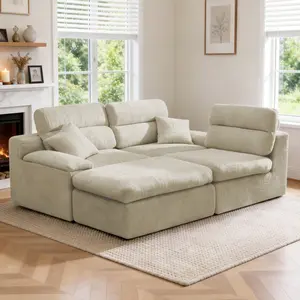 110" Large Cloud-Style Living Room Modular Sofa Set, Modern Large Compression L-Shaped Sofa with 2 Throw Pillows, 4-Seat Sofa, Premium Velvet Material for Cloud-Like Comfort, Flexible Modular Design, No Assembly Required. — Gray Green
