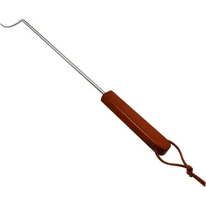 18 Inches Food Flipper - Stainless Steel BBQ Meat Turner Hook with Wooden Handle (1 Pack Right-Handed)