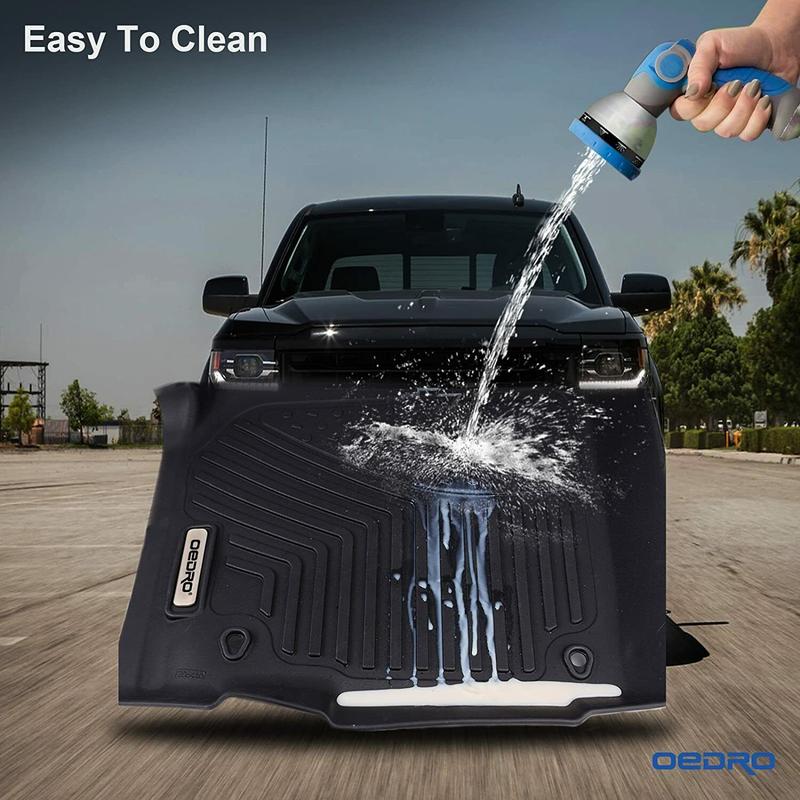 YITAMOTOR Floor Mats for 2014-2018 Chevy Sliverado /GMC Sierra 1500 Double Cab, 2015-2019 Chevy Silverado/GMC Sierra 2500HD 3500HD, 2019 Silverado LD/Sierra Limited, All Weather Guard 1st and 2nd Row Custom Fit Liners Truck Protector Car Accessories