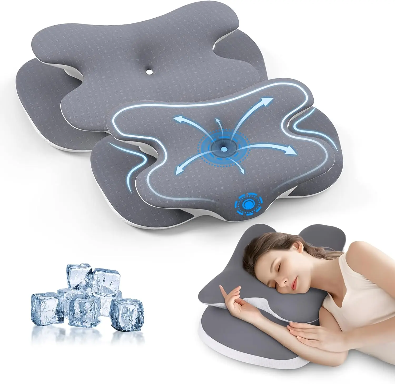 PKBD 2-Pack Cooling Memory Foam Neck Pillows with Breathable Silk Covers, Ergonomic Design for Back & Side Sleepers, Ideal Comfort Gift, Cooling Neck Pillows