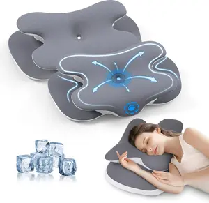 PKBD 2-Pack Cooling Memory Foam Neck Pillows with Breathable Silk Covers, Ergonomic Design for Back & Side Sleepers, Ideal Comfort Gift, Cooling Neck Pillows